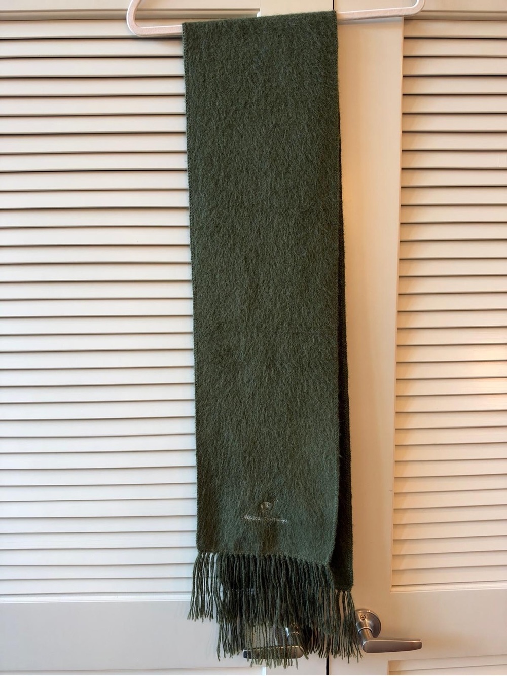 Alpaca Camargo Forest Green Fringed Scarf - Peru